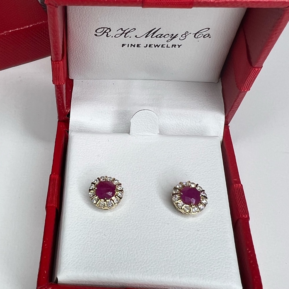 14k Rose Gold Effy Ruby & Diamond Earrings